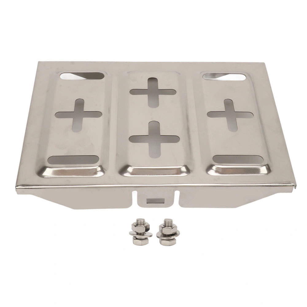 193 X 285mm Battery Tray Stainless Steel Sturdy Reliable Battery Mounting Tray with Fixing Screws Universal for Car