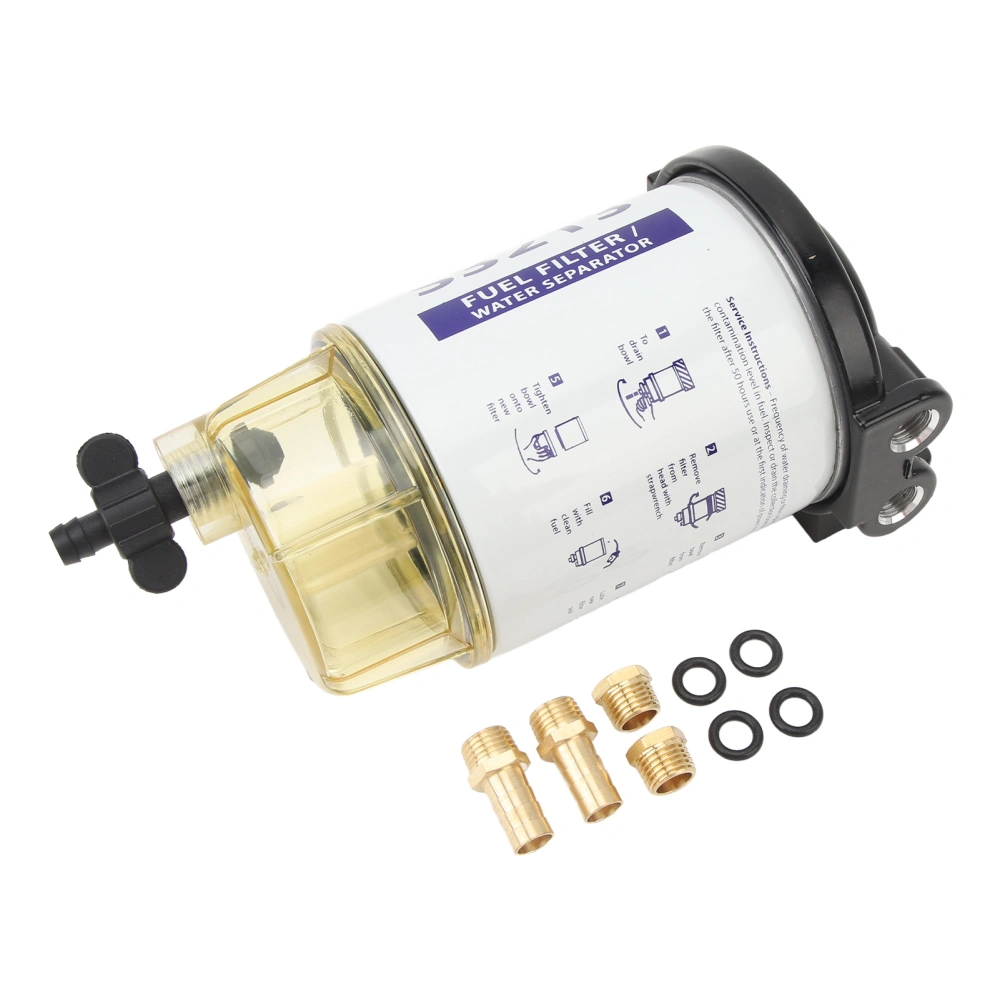 Fuel Filter Water Separator 35809097 Marine Fuel Filter with 3/8in Barb X 1/4in NPT Brass Fittings For Outboard Motor