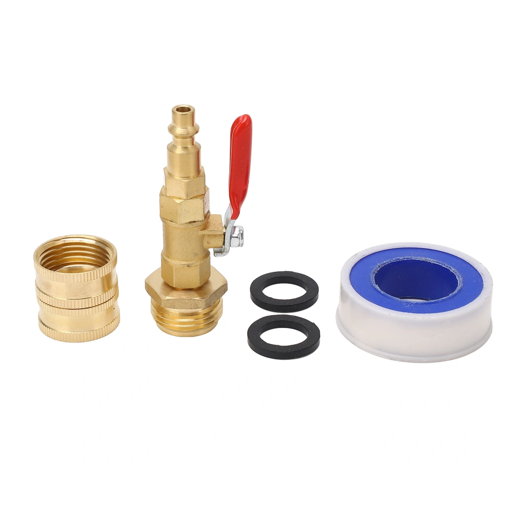 Dual Purpose Winterize Adapter with Quick Plug Brass Ball Valve 3/4in GHT Thread for RV Camper Boat Trailer