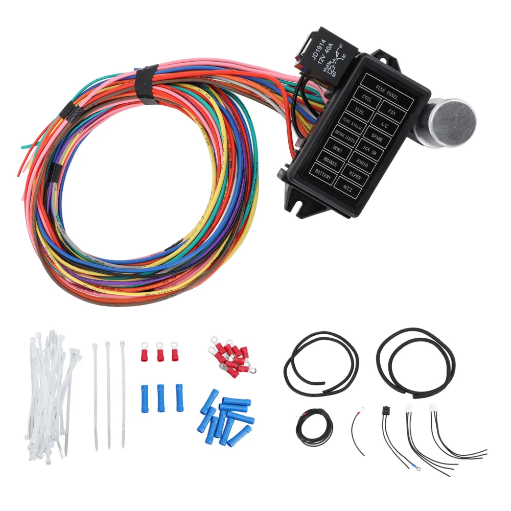 14 Circuit Harness Kit with Fuses Electrical Protection Stable Connection Safe for Classic Cars