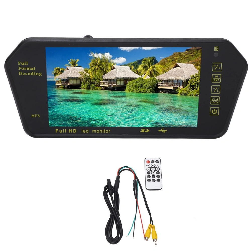 7 Inch Rearview Mirror Display High Resolution Multimedia Dash Cam Rear Mirror Backup Camera with Remote Control Without Camera