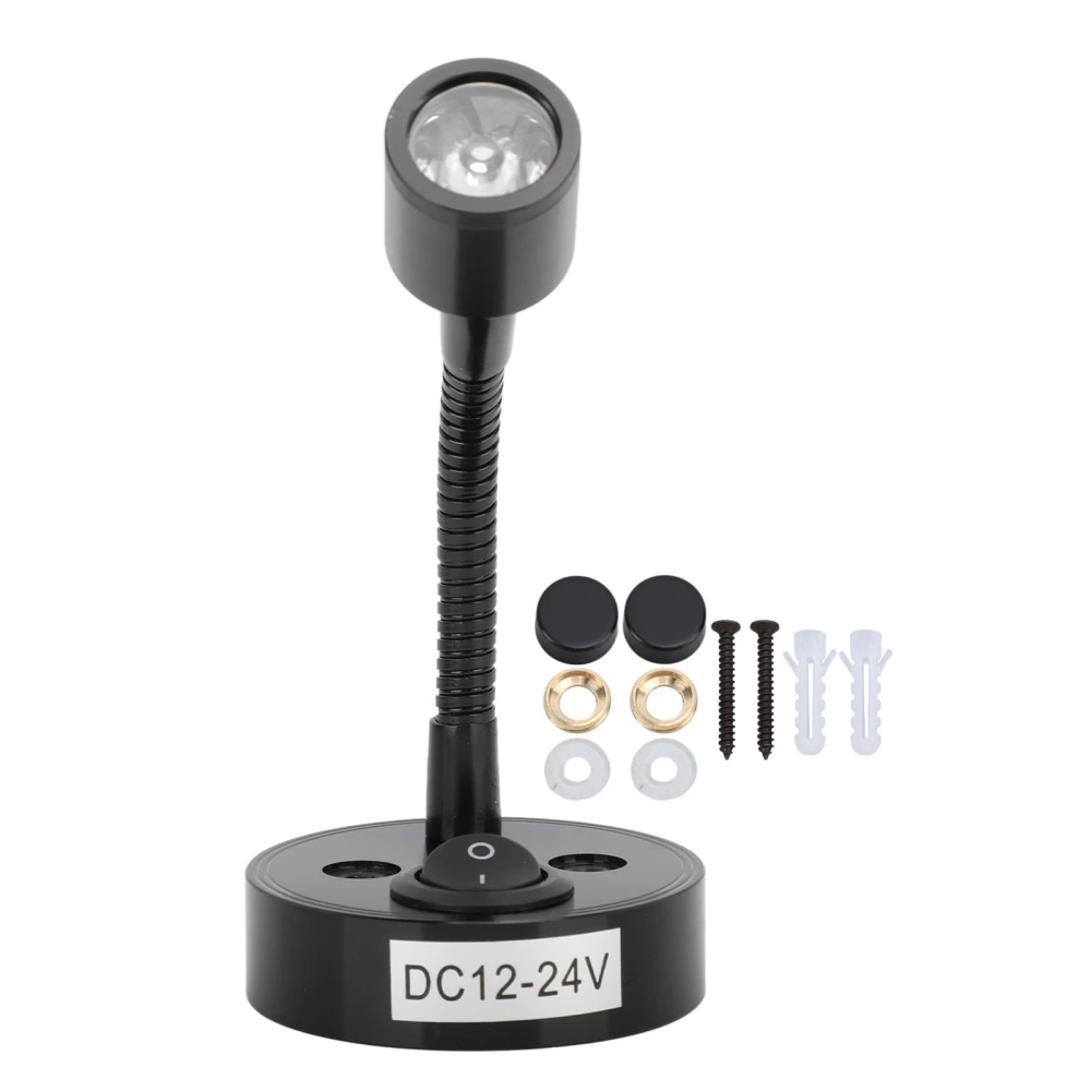 RV Reading Light LED High Brightness Easy Installation Bedside Spotlight for Boat Yacht DC12 to 24V Black