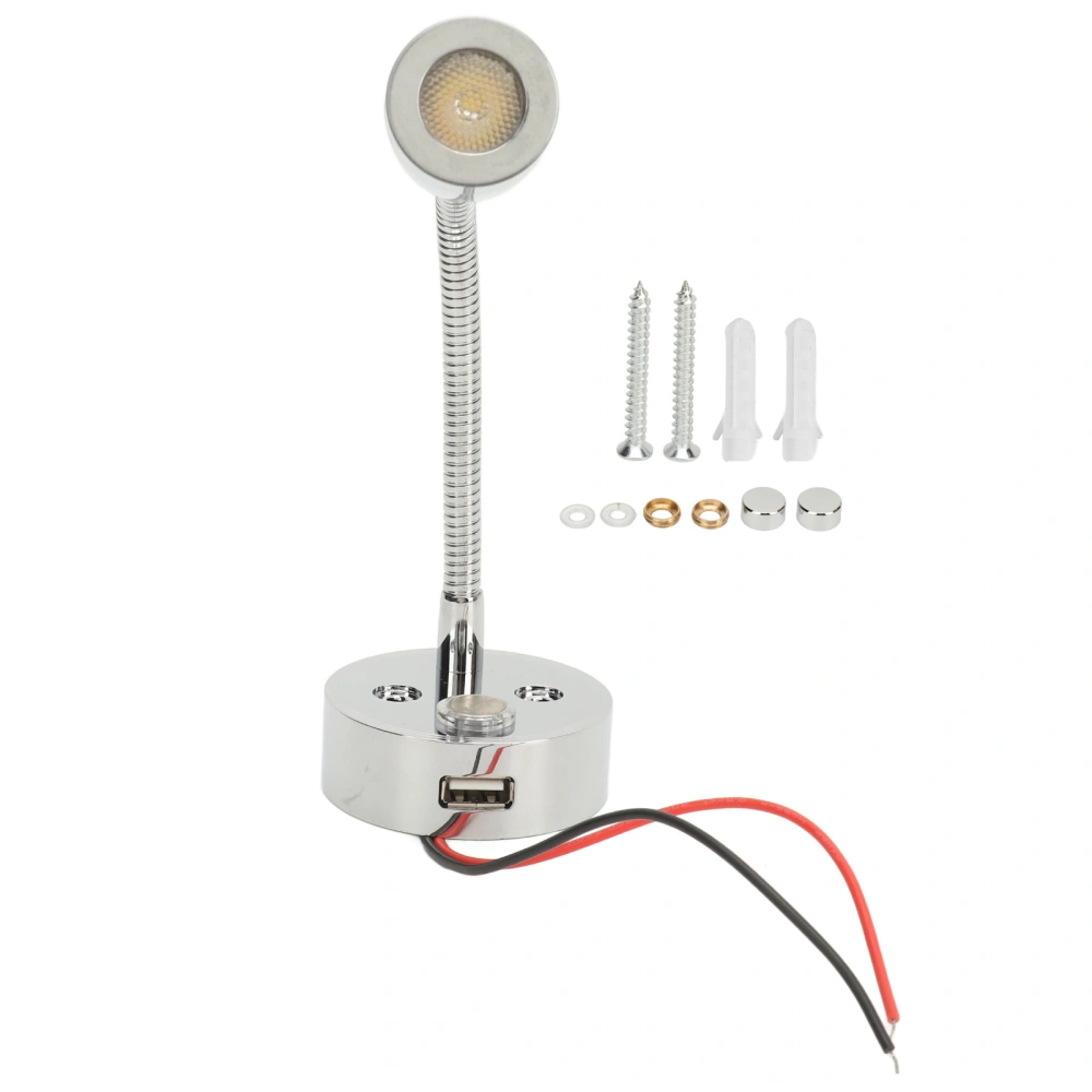 RV Reading Light LED Adjustable Brightness Touch Control Indoor Bedside Lamp for Boat Yacht DC10 to 30V Chrome