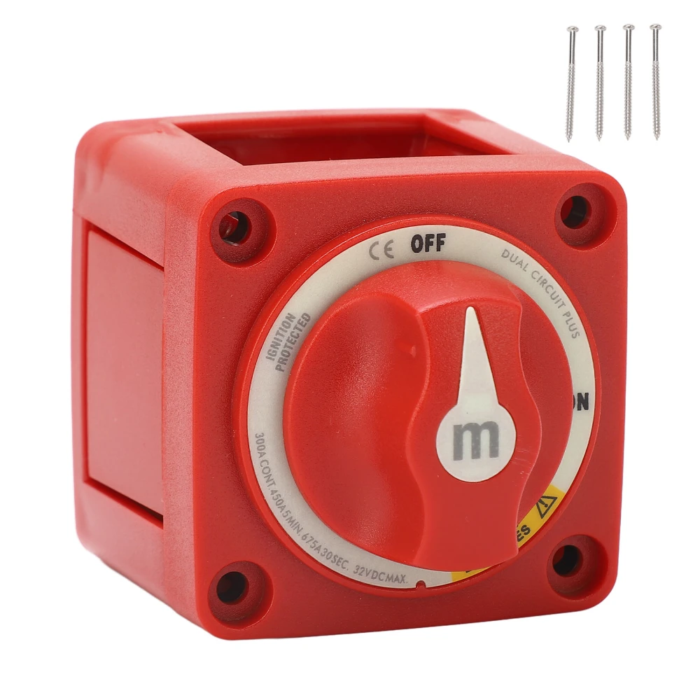 300A DC 32V Battery Selector Switch 3 Gear M10 X 4 Stud Dual Circuit Power ON Off Disconnect Switch for RV Marine Automotive Battery