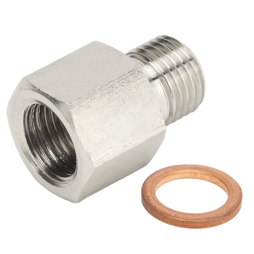 Pressure Gauge Sender Adapter Leakproof Stainless Steel 1/8in NPT Female to M10x1.0 Male Adapter with Gasket