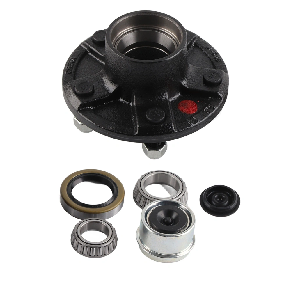 5 Lugs Trailer Idler Hub Kit with Grease Seals Caps and Rubber Plug for 3500 Lbs Axles