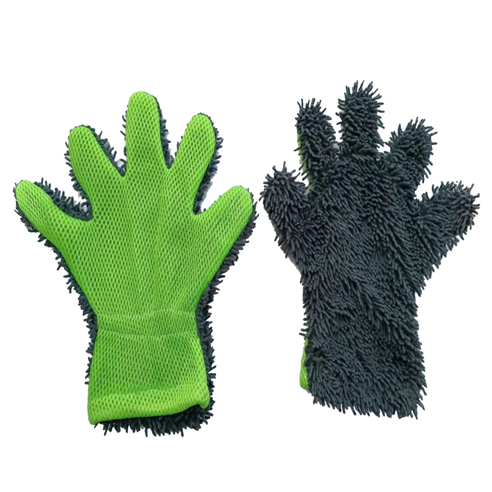 Car Cleaning Gloves Microfiber Multifunctional Five Finger Washing Mitts for Interior and Exterior Cleaning