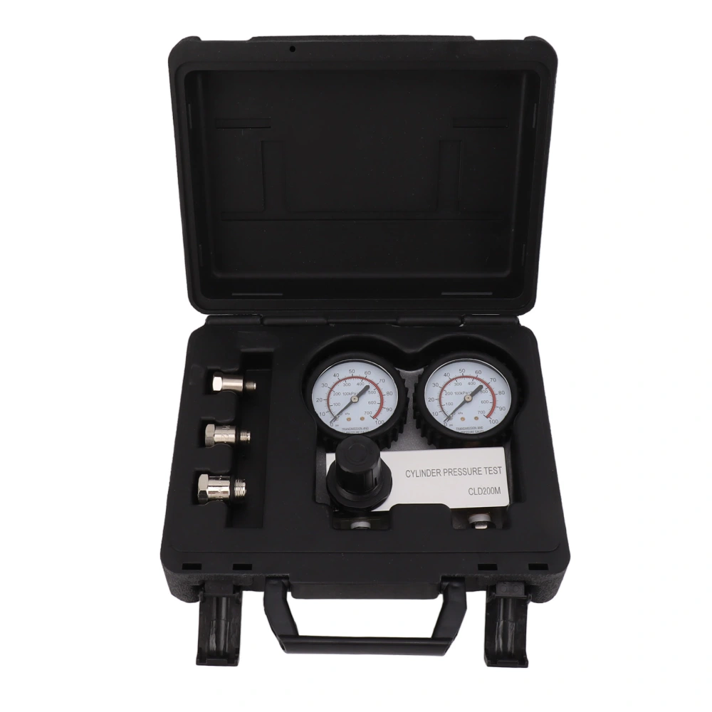 CLD200M Cylinder Leakage Tester Kit with 10 12 18mm Adapter Dual Gauges Cylinder Leakdown Detector