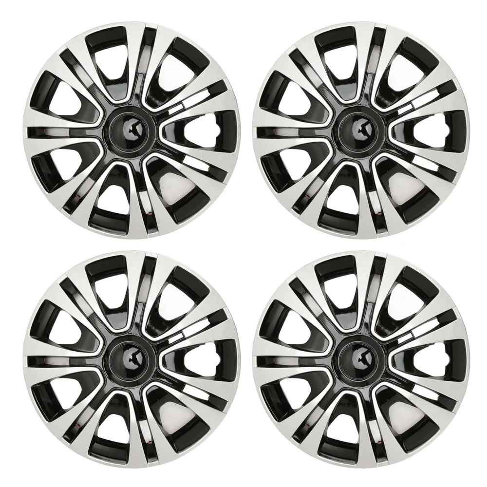 4Pcs Hub Cap Black Silver Easy Installation Protective Wheel Hub Cap Cover for Cars Trucks Vans 13 Inches Steel Wheel