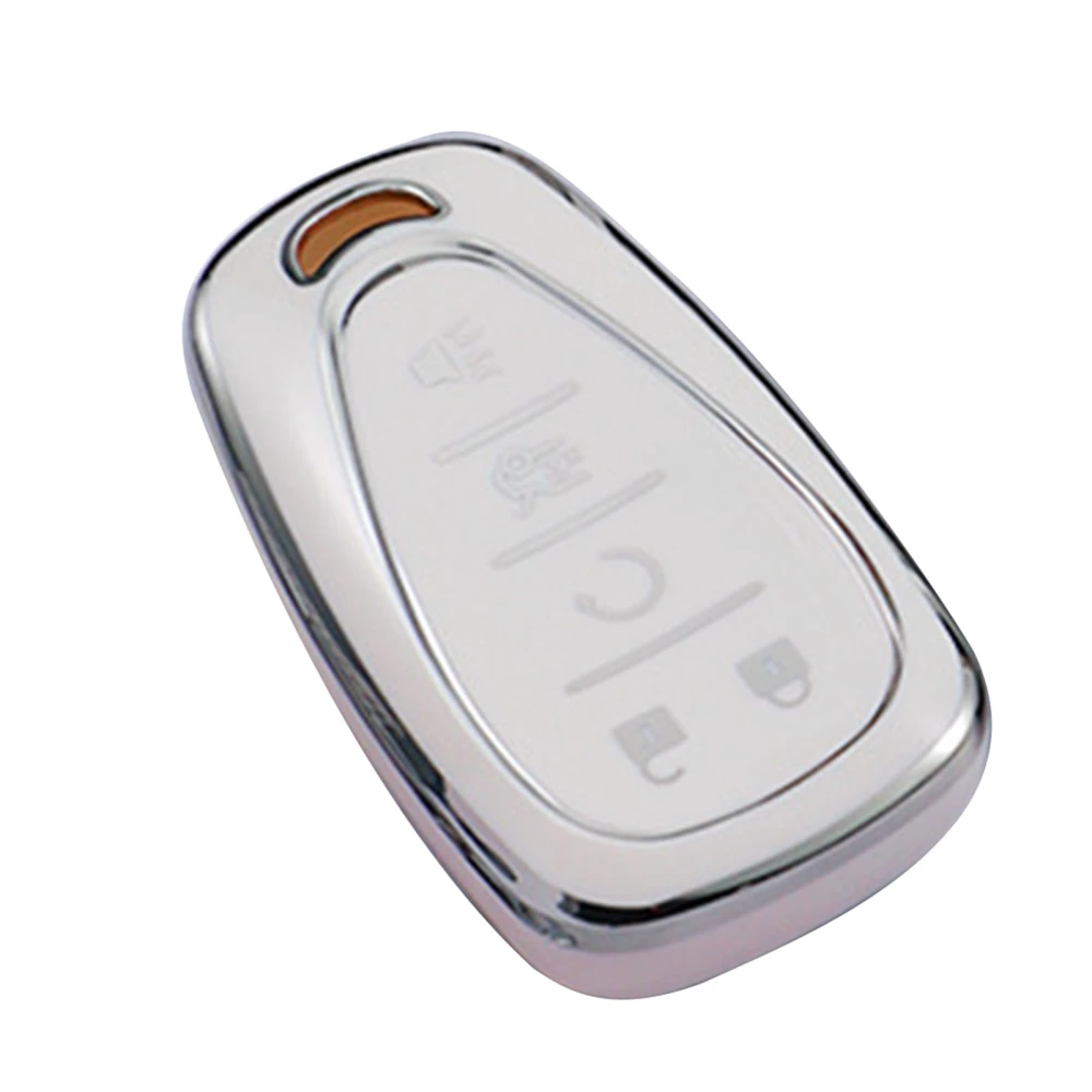 Key Fob Cover 5 Buttons Comfortable Touch TPU Replacement for Chevy Malibu XL Cruz Menlo Equinox Monza Sail White