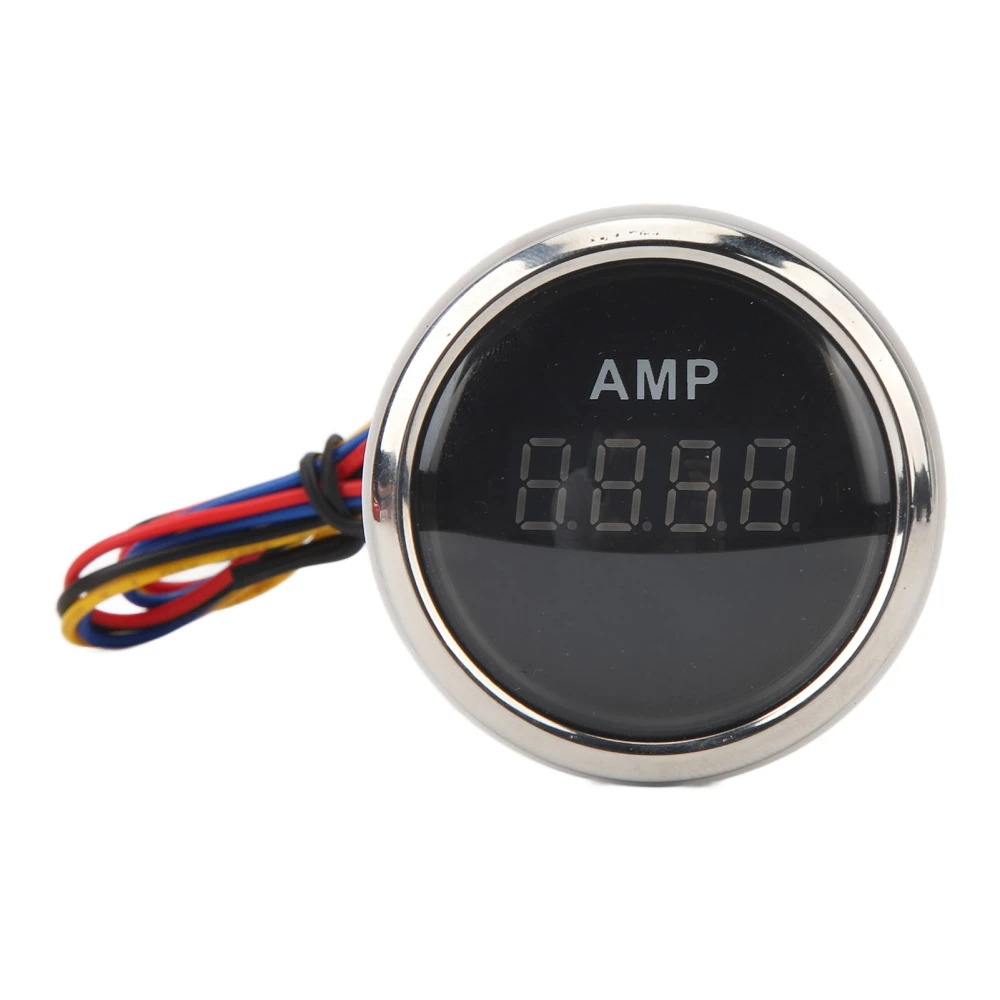 52MM Digital Ammeter DC9 to 32V 100A Sensitive Sensor Accurate Current AMP Gauge for RVs Yachts Fishing Boats Ships Black Dial Silver Bezel