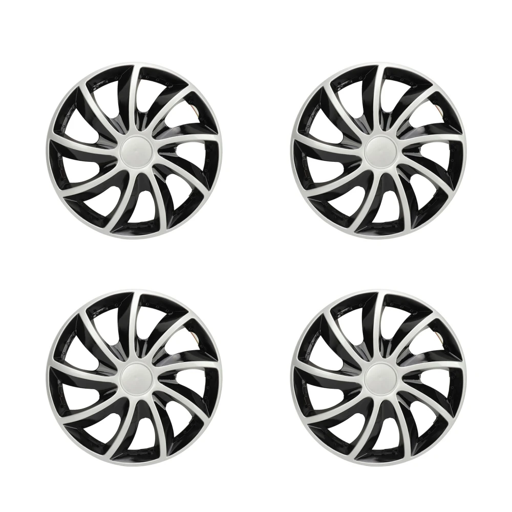 4PCS 14in Wheel Hubcap Silver Black Stylish Full Protection Universal Fit for Cars Trucks Vans