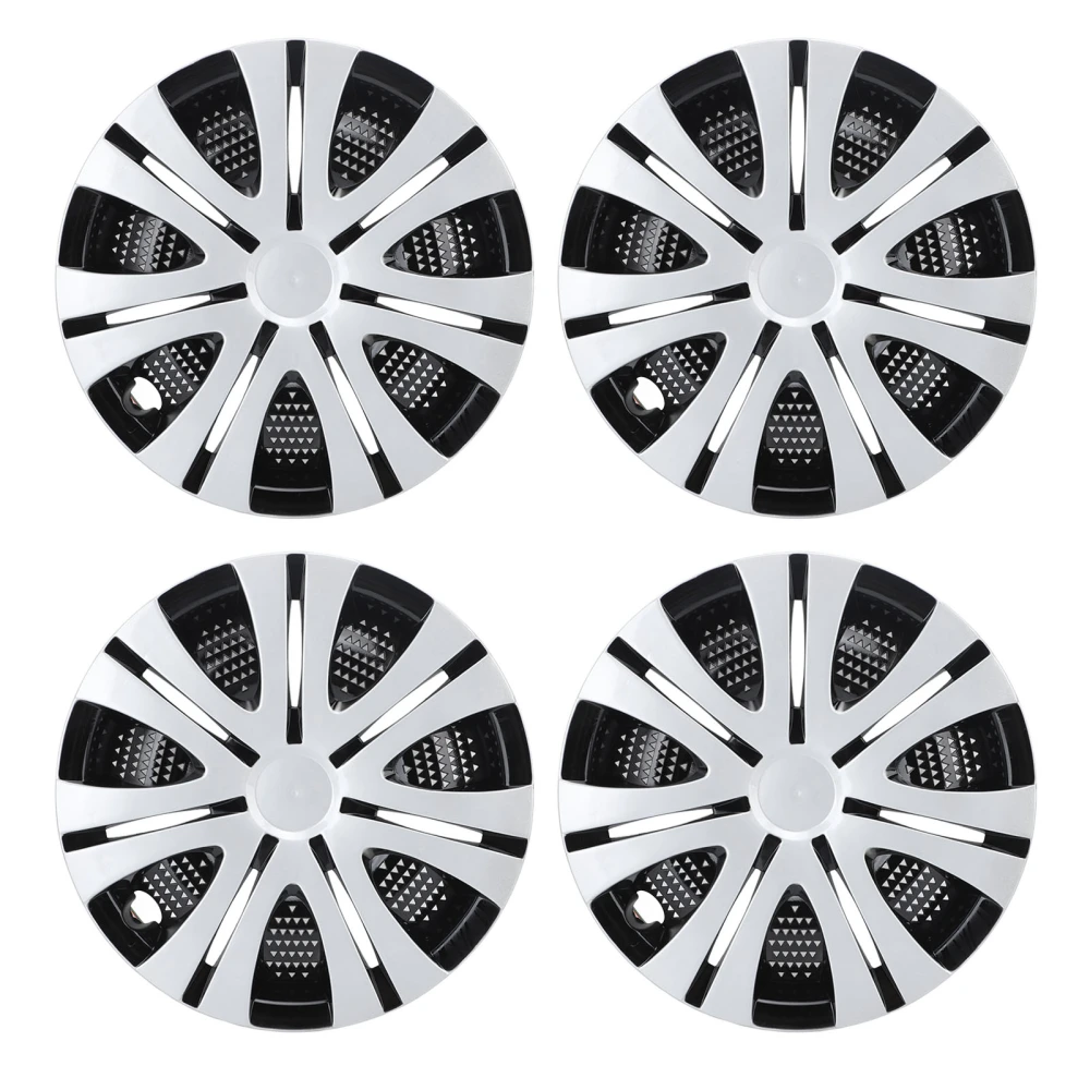 4Pcs Hub Cap Silver Black Easy Installation Protective Wheel Hub Cap Cover for Cars Trucks Vans 14 Inches Steel Wheel