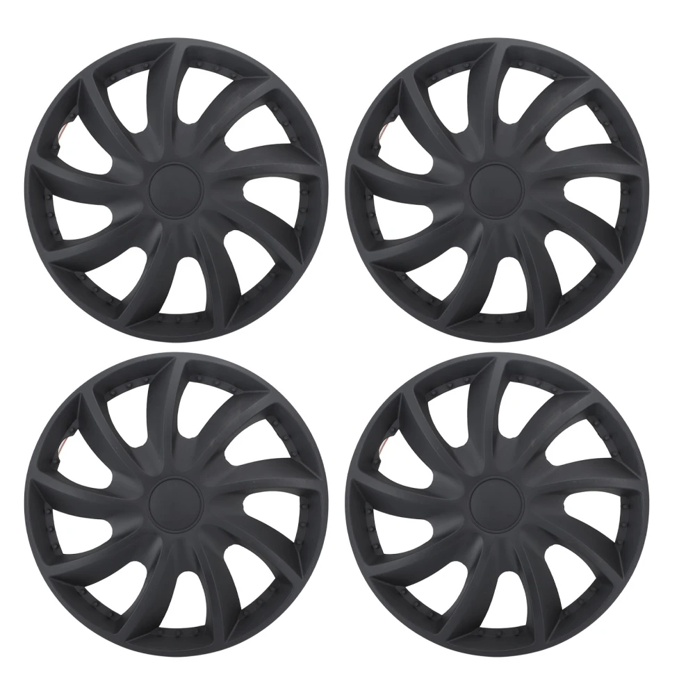 4PCS Wheel Hubcap Black Powerful Protection Snap On Prevent Scratch Universal Fit for 14in Steel Wheel