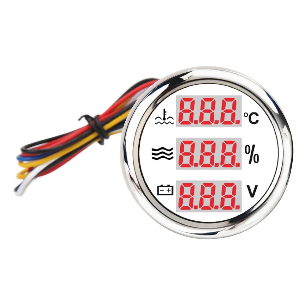 3 in 1 Water Temperature Gauge Water Level Voltage Multifunctional Meter for RV Yacht Fishing Boat Ship