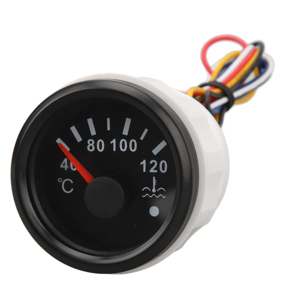 52MM Water Temperature Gauge 40 to 120°C DC9 to 32V Pointer Water Temperature Meter with Backlight For RVs Yachts Fishing Boats Black Dial Black Bezel