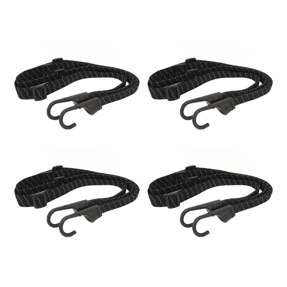 4Pcs Motorcycle Luggage Rope Dual Hook Rugged Highly Elastic Retractable Motorcycle Helmet Rope Strap for Electric Vehicle Motorbike Black 90cm/35.4in