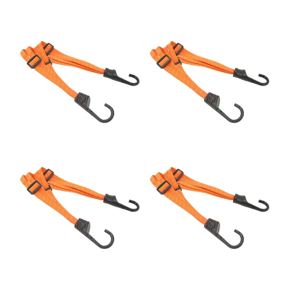 4Pcs Motorcycle Luggage Rope Dual Hook Rugged Highly Elastic Retractable Motorcycle Helmet Rope Strap for Electric Vehicle Motorbike Orange 90cm/35.4in