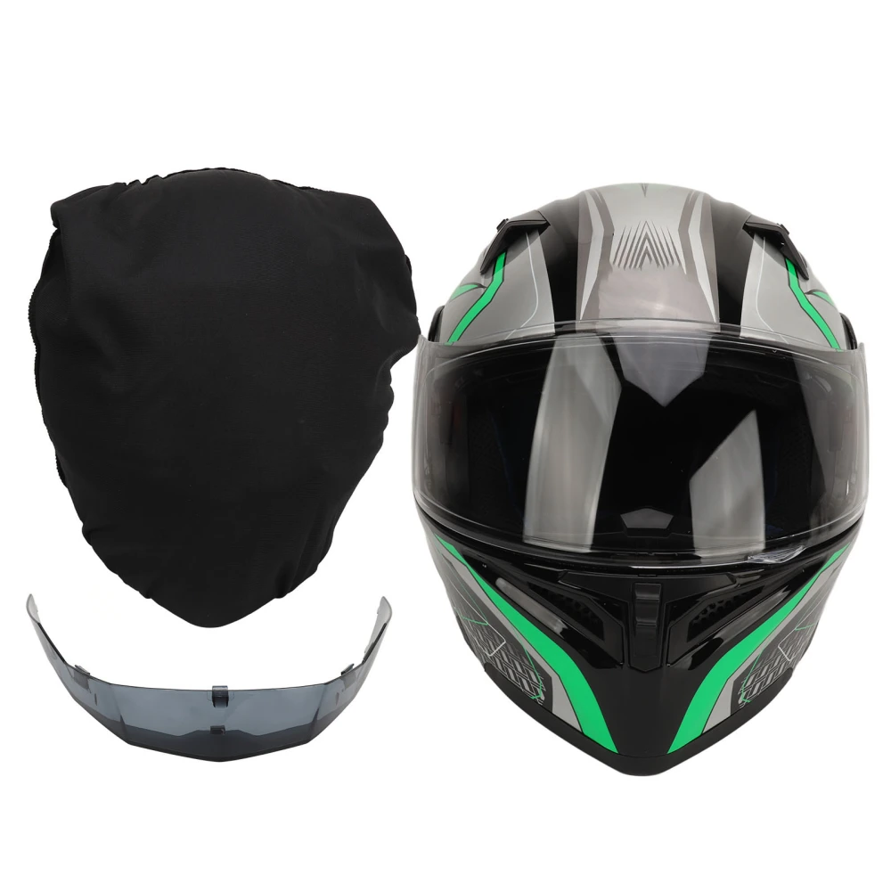 Motorcycle Flip Up Helmet with Goggles Spoiler Breathable Comfortable Cycling Helmet for Scooter Motorbike Green L