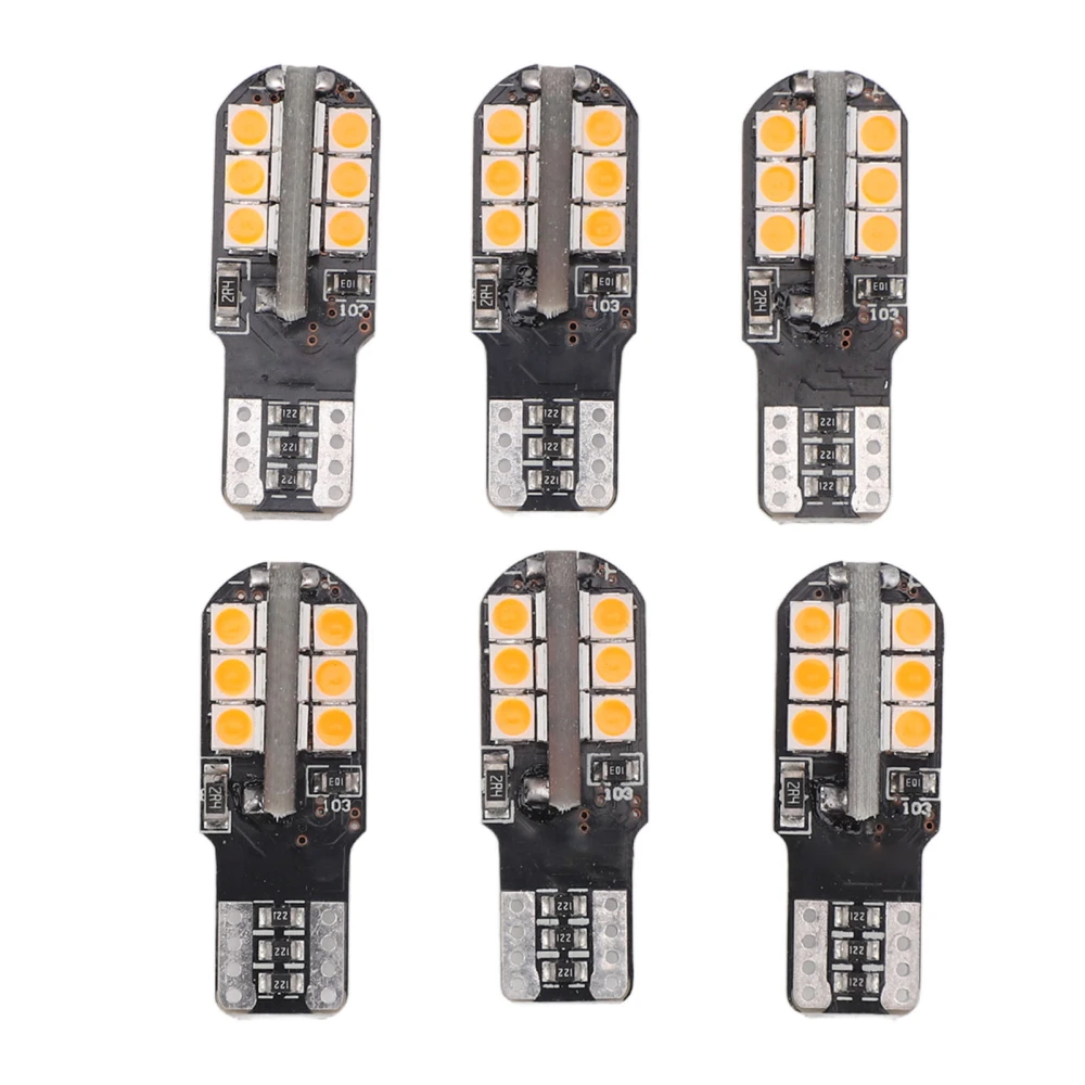 6 Pcs T10 24SMD LED Light Bulb Yellow 4.8W 12V Super Bright LED Stepless Bulb Kit for Car Width Indicator