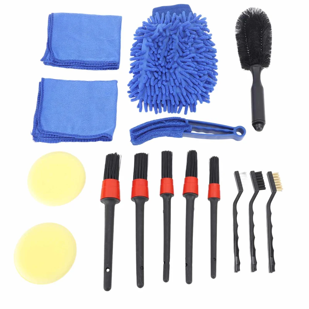 Car Cleaning Brushes Kit Highly Efficient Reliable Versatile Rugged Car Detailing Brush Set for Car 0.31KG/0.7lb 15Pcs Cleaning Brush Set