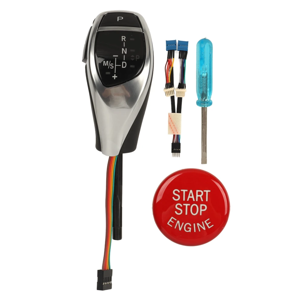 LED Shift Knob with One Click Start Button Automatic Gear Shift Head for Z4 E85 E86 2001 to 2008 LHD Electrosilvering