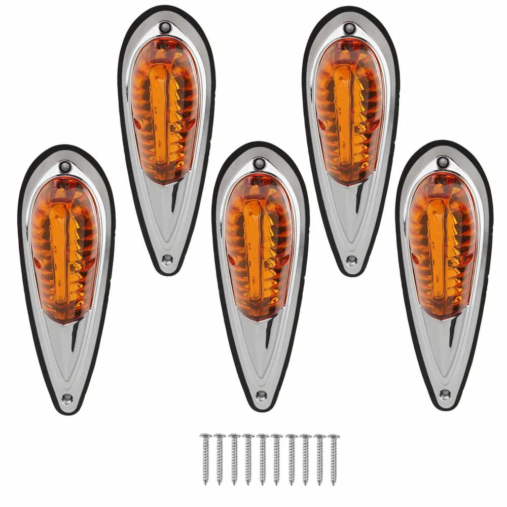 12V 24V 5 Pcs Amber Cab Roof Marker Lights Waterproof Super Bright Top Running Lamps for RV Truck Pickups 24V