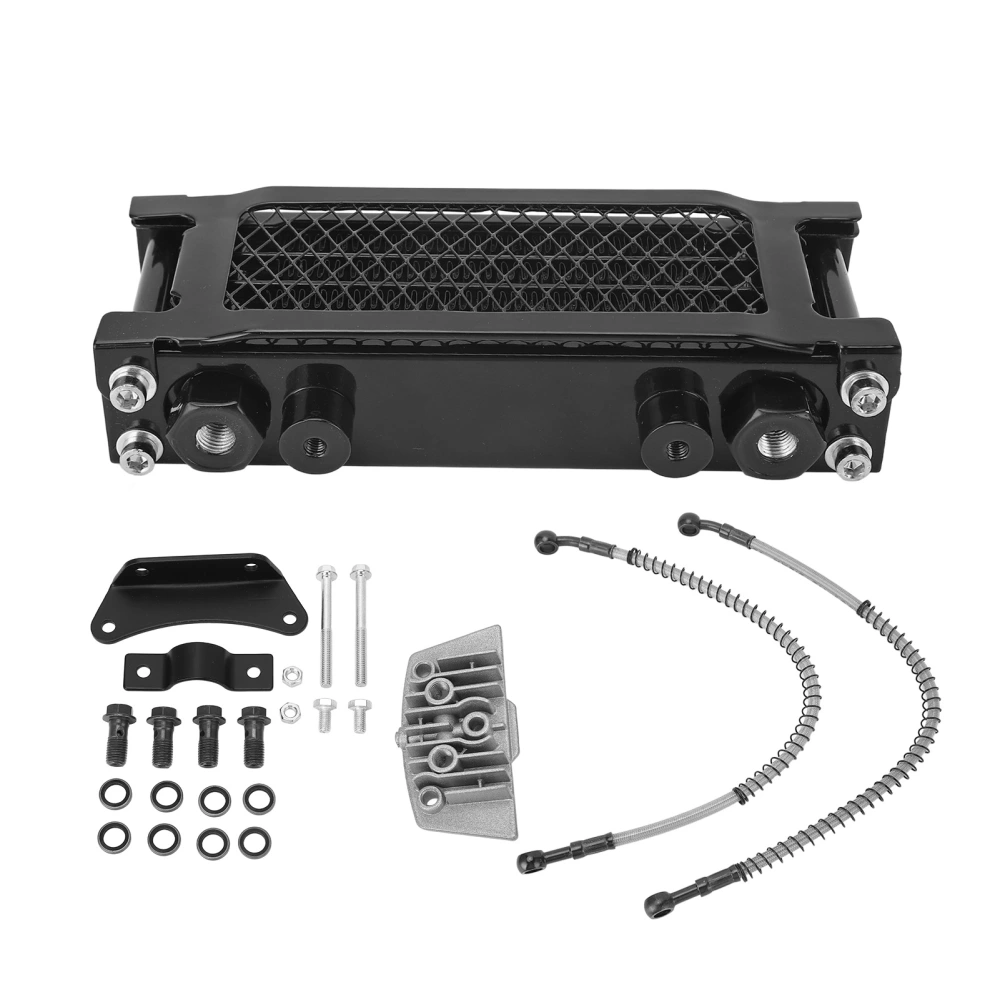 Motorcycle Oil Cooler Kit Aluminum 4 Rows High Efficiency Replacement for Monkey 50cc To 110cc Moto Oil Cooler Black