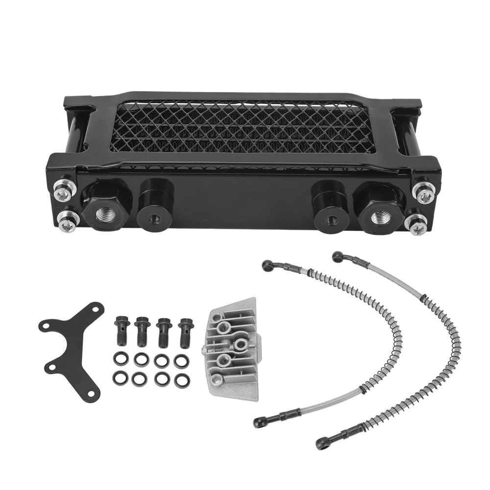 Motorcycle Oil Cooler Kit Aluminum 4 Rows High Efficiency Replacement for Monkey 125 50cc to 150cc Dirt Pit Bike Black