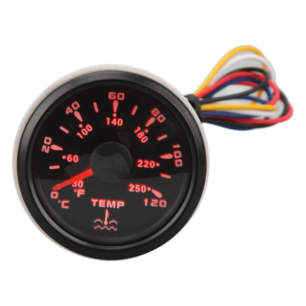 Water Temperature Gauge DC9‑32V Black Dial Bezel Celsius Fahrenheit 52MM Water Temp Gauge With Backlight for Boats