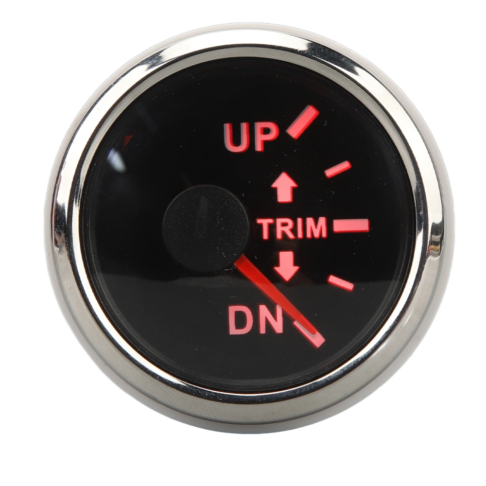 52MM Boat Trim Gauge Stainless Steel DC9 to 32V UP DN Marine Trim Balance Meter for Yachts Marines Black Dial with Silver Frame