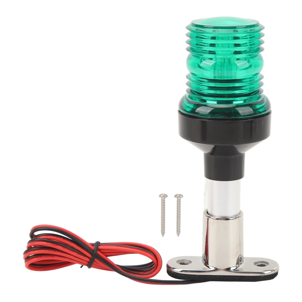 Boat Anchor Light Waterproof 2NM Visibility 6in 360 Degree All Round Stern Light with Stainless Steel Base for Yachet Green