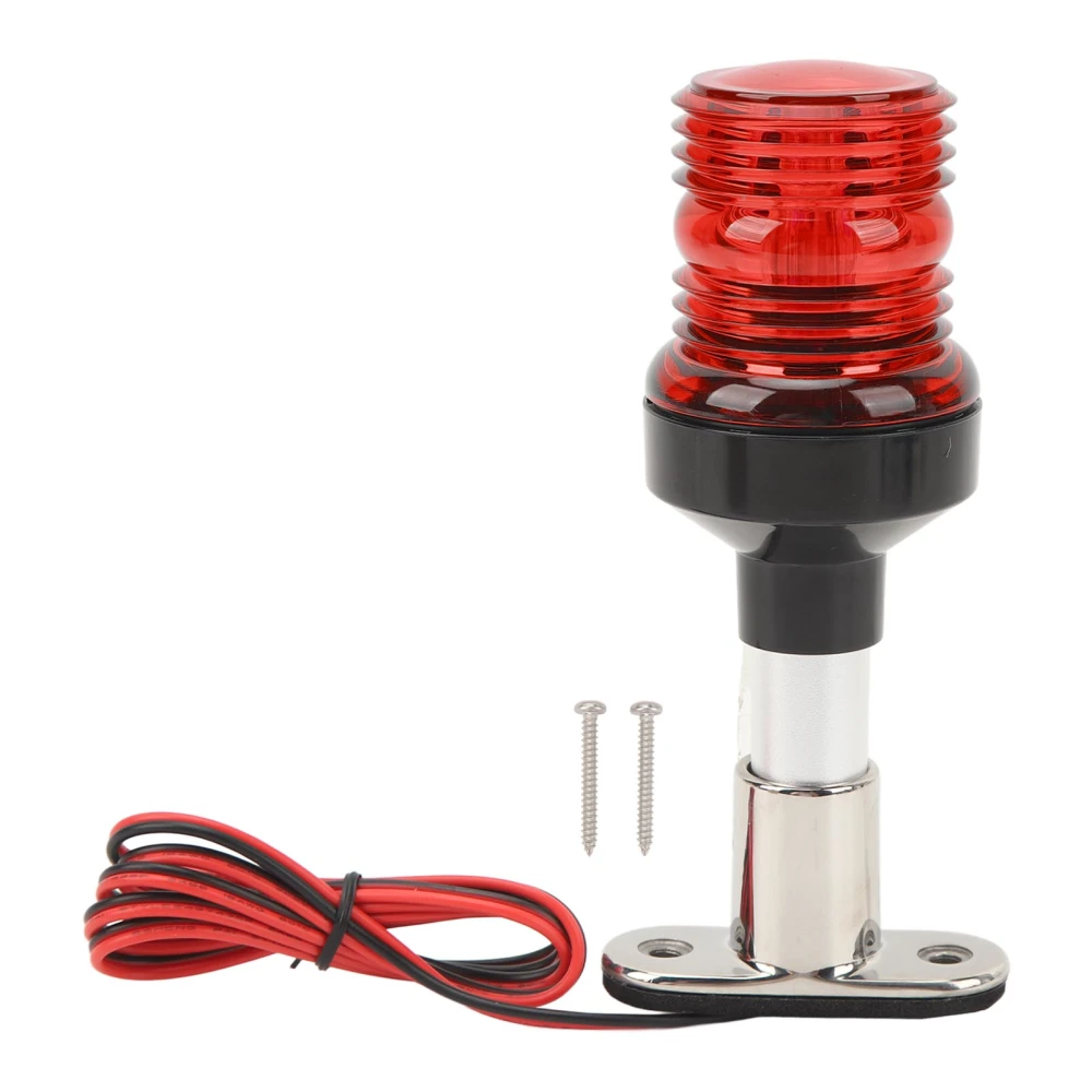 Boat Anchor Light Waterproof 2NM Visibility 6in 360 Degree All Round Stern Light with Stainless Steel Base for Yachet Red