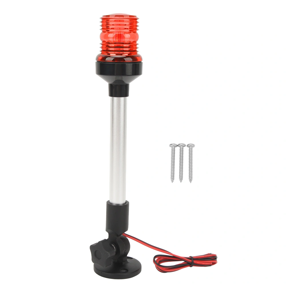 12in LED Fold Down 360 Degree All Round Anchor Navigation Light Stern Pole Lamp with Aluminum Alloy Base for Fishing Boats Yacht Ships Red