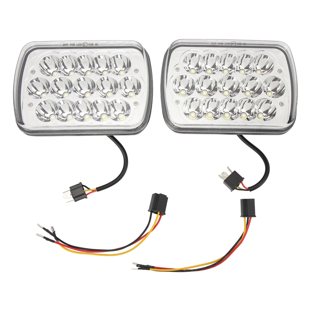 2Pcs LED Headlight 7in 45W Left Right LED Headlamp with Wiring for Wrangle Comanche Cherokee DC12V Silver Bottom