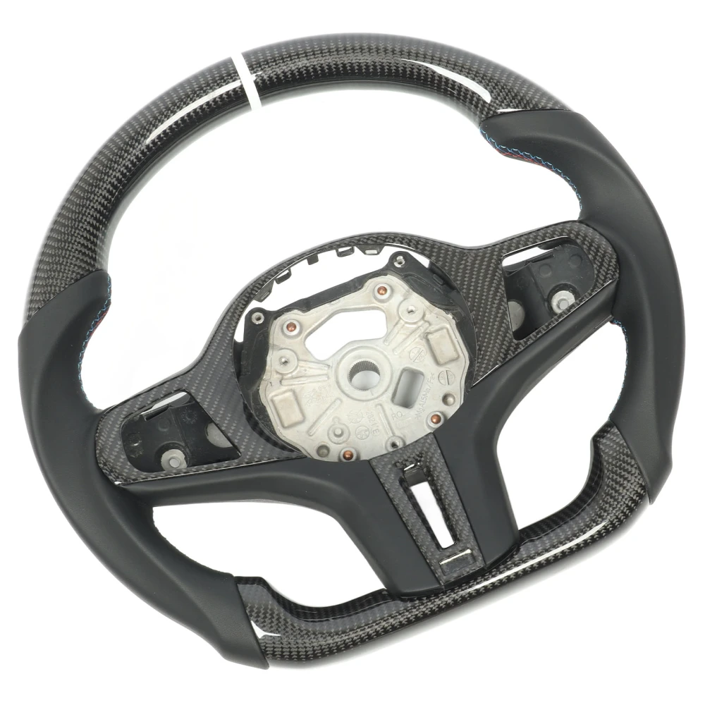 Carbon Fiber Steering Wheel Smooth Leather With Center Trims for M3 M4 G80 G82 G83 F4X G2X M Sport