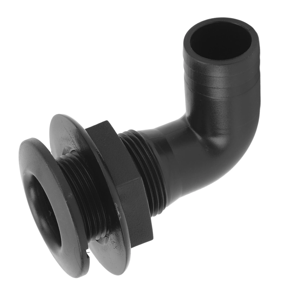 Marine Thru Hull Connector Leakproof Ergonomic Reliable Rugged 90° Thru Hull Fitting for Yacht Boats Black