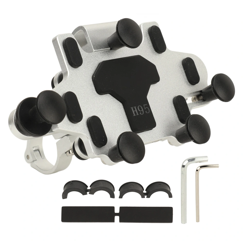 Motorcycle Phone Stand 540 Degree Adjustable Aluminum Alloy Handlebar Bike Mobile Phone Holder White