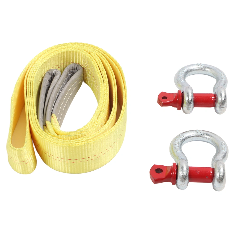 Tow Straps 13227lbs Break Strength 4m Recovery Strap with D Ring Shackles for Cars SUVs Yellow