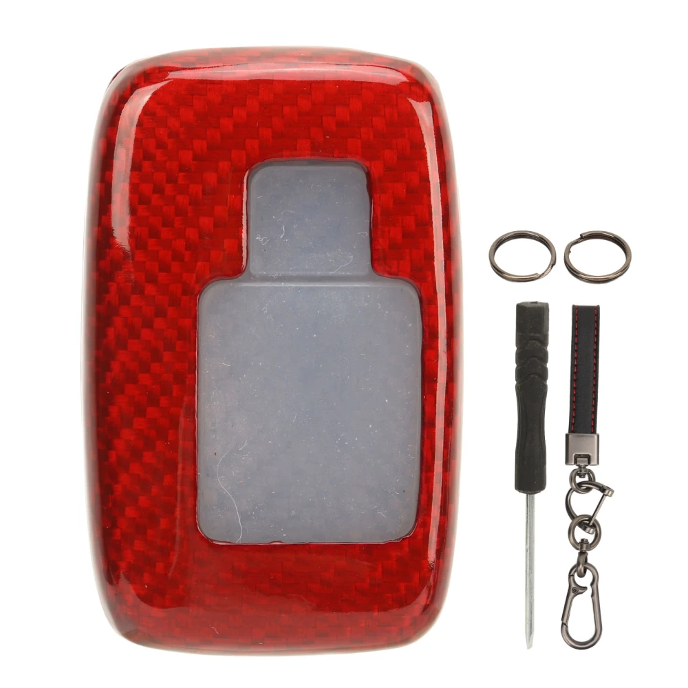 Car Key Fob Cover Carbon Fiber Remote Key Case with Keychain for Range Rover L405 Sport L494 Red