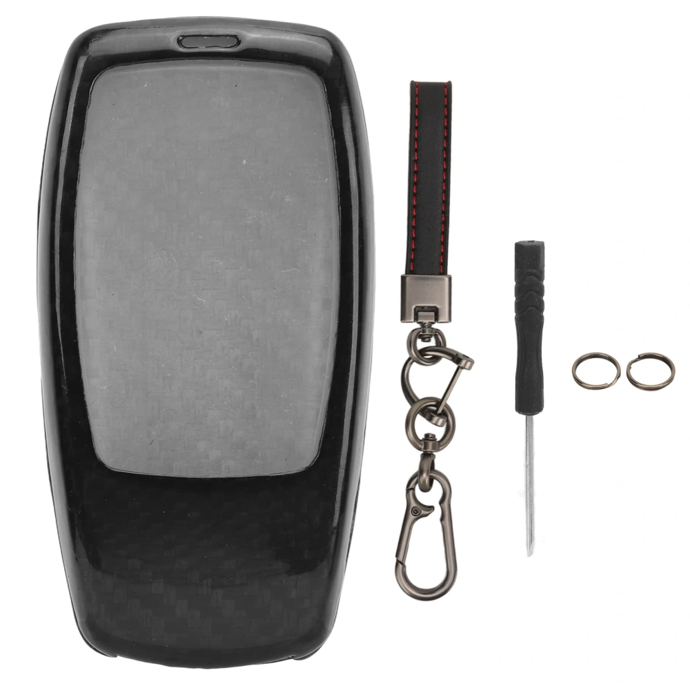 Key Fob Cover Carbon Fiber Comfortable Touch Fade Proof Replacement for Benz E‑class S‑class Black