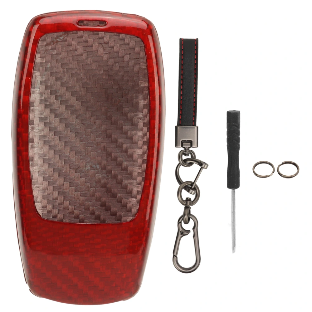 Key Fob Cover Carbon Fiber Comfortable Touch Fade Proof Replacement for Benz E‑class S‑class Red