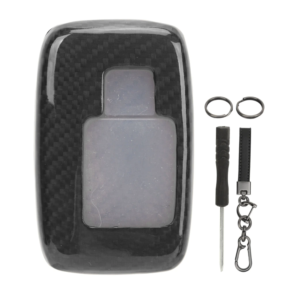 Car Key Fob Cover Carbon Fiber Remote Key Case with Keychain for Range Rover L405 Sport L494 Black