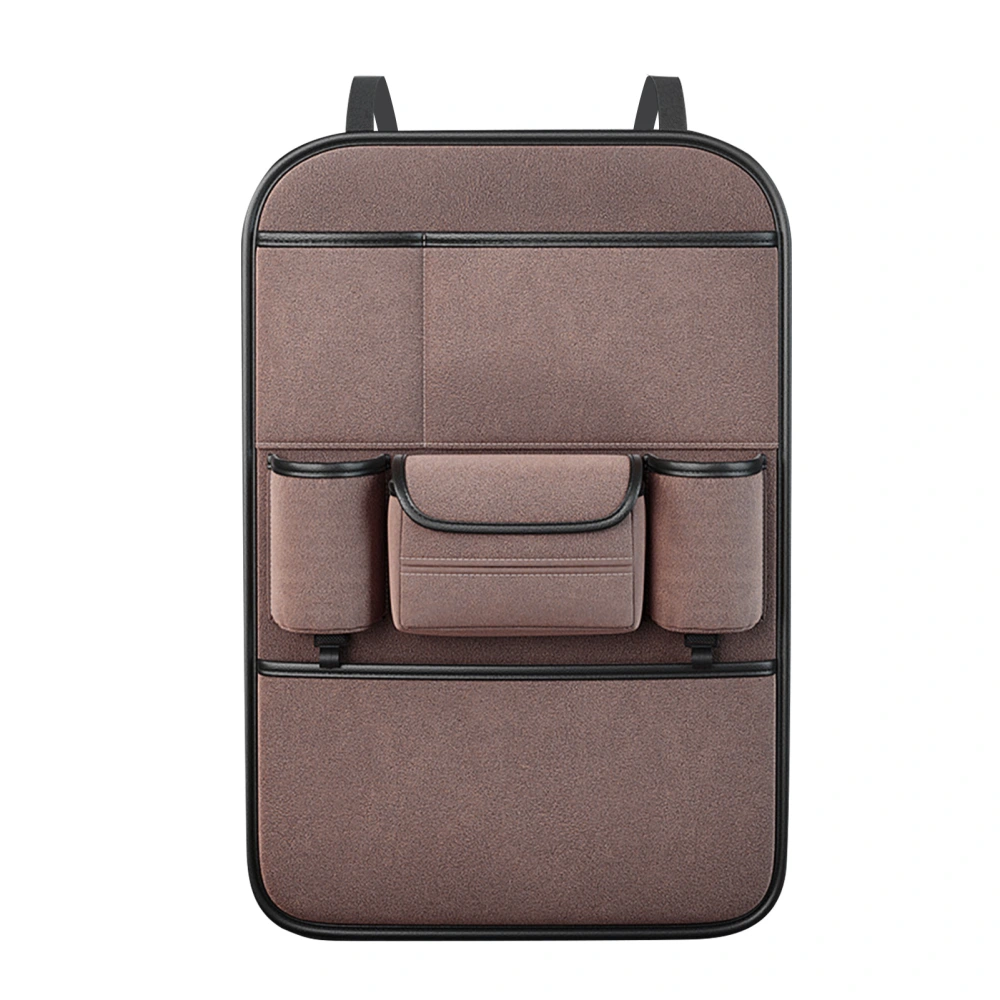 Car Seat Back Storage Bag Large Capacity Multifunctional Hanging Backseat Organizer for Office Desk Child Seat Brown