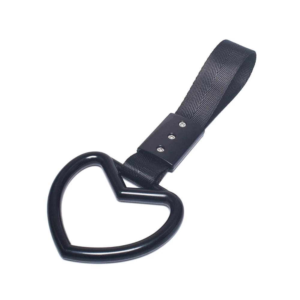 Car Handle Strap Heart Shaped Plastic Sturdy Universal Decorative Rear Bumper Warning Ring Black