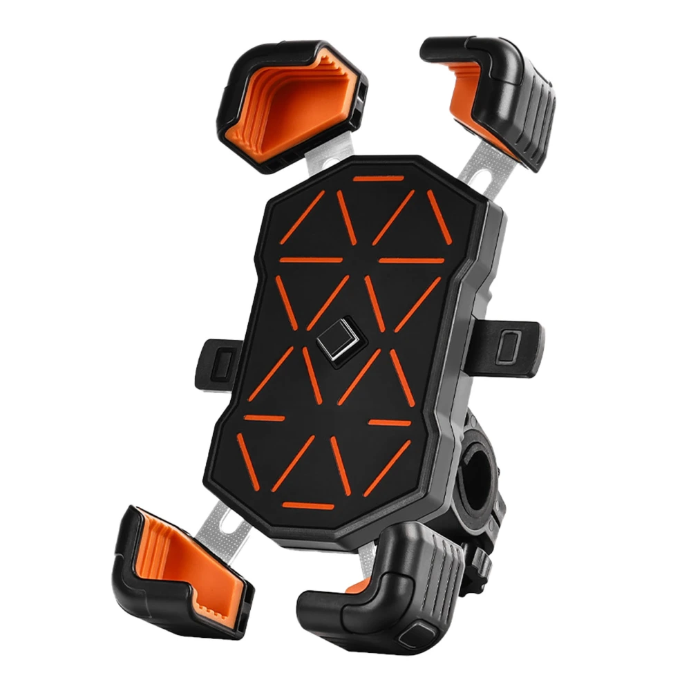 Bike Phone Holder Anti Shake Lightweight Multifunctional Navigation Cell Phone Clamp for Bicycles Mountain Bikes Orange Handlebar Mounting