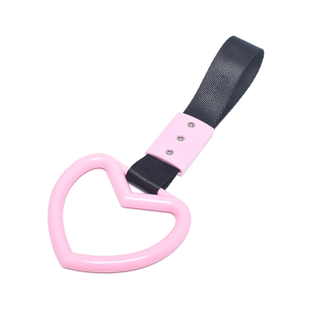 Car Handle Strap Heart Shaped Plastic Sturdy Universal Decorative Rear Bumper Warning Ring Pink