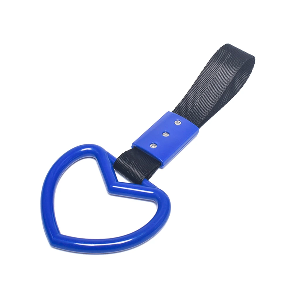 Car Handle Strap Heart Shaped Plastic Sturdy Universal Decorative Rear Bumper Warning Ring Blue