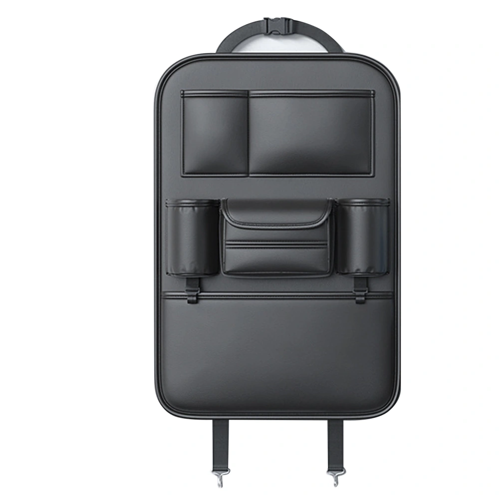 Car Back Seat Organizer Multifunctional PU Leather Space Saving Auto Back Seat Storage Bag Protector Kick Mat