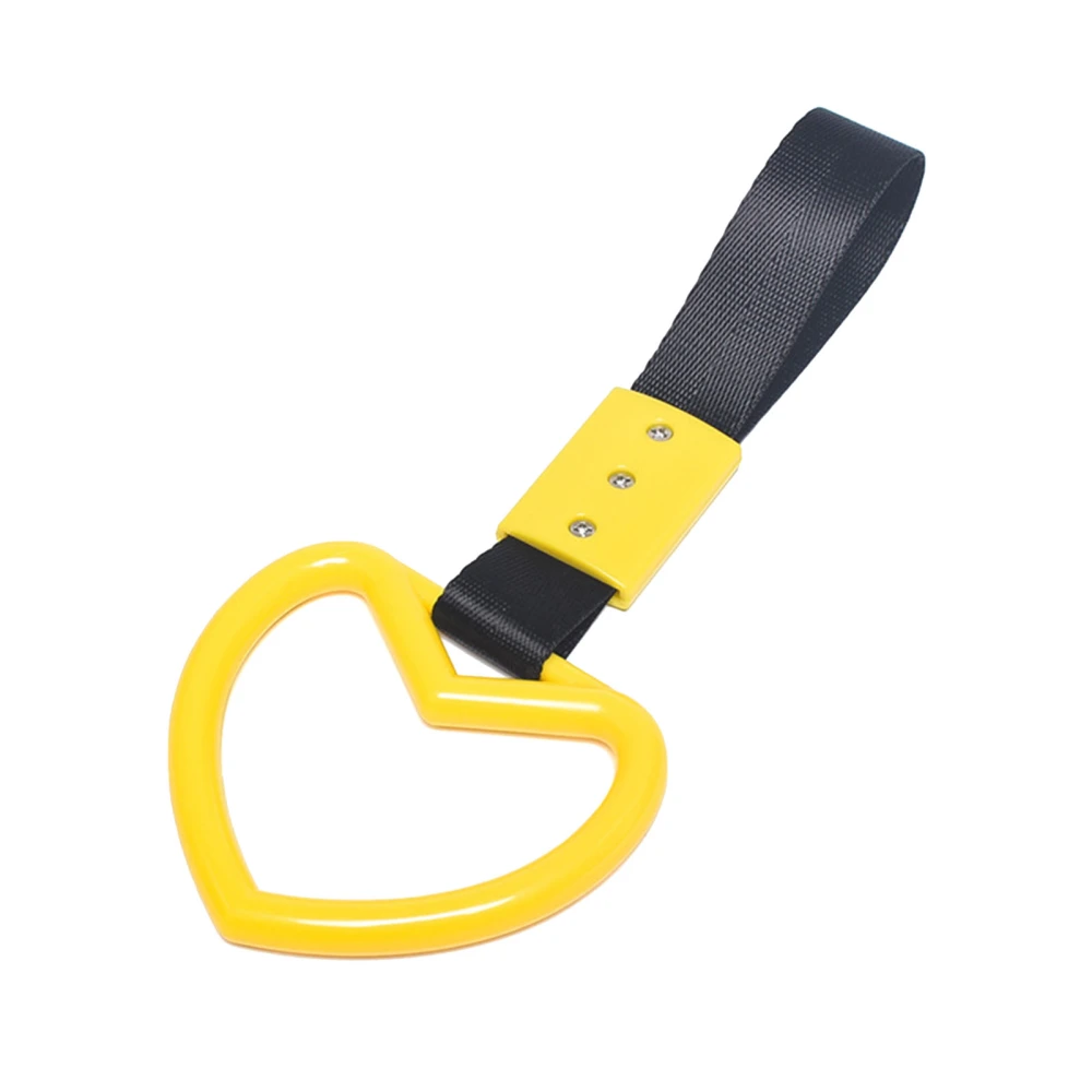 Car Handle Strap Heart Shaped Plastic Sturdy Universal Decorative Rear Bumper Warning Ring Yellow